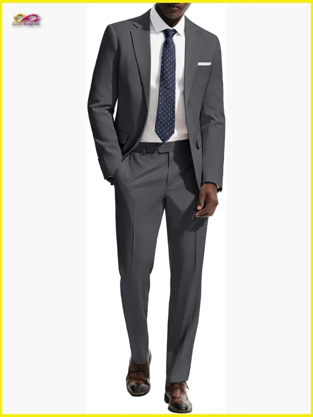 Classic Fit Two Button Blazer Suit Set Business Dress Elegant Minimal